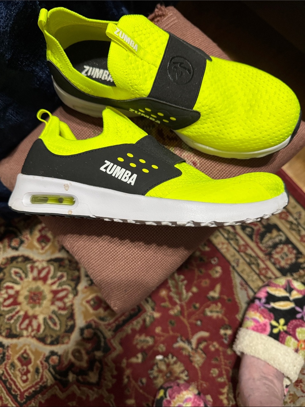 Zumba Fitness Women’s Neon Yellow and Black Slip-On Sneakers